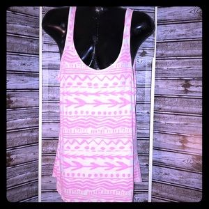 🌴VICTORIA SECRET•NEON PINK& WHITE-S-LOOSE TANK